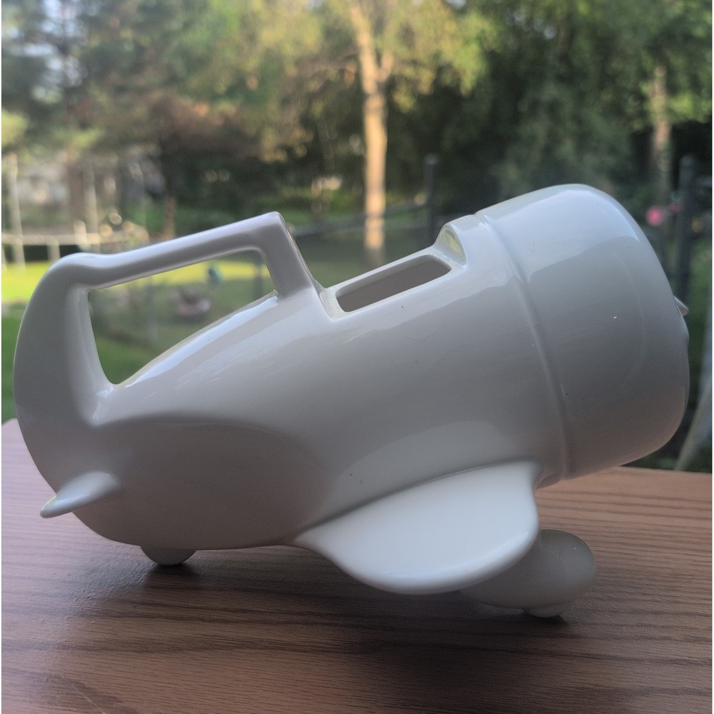 Vintage 1978 Stuart Taylor Westfield Airplane Ceramic Teapot White No Lid